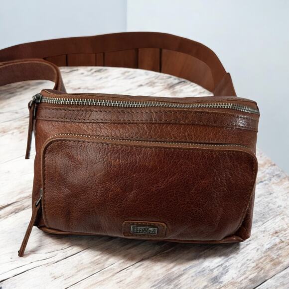 Spikes Handbags - Spikes & Sparrow Brandy Cognac Leather Fanny Zip Adjustable Waist Hip Belt Bag